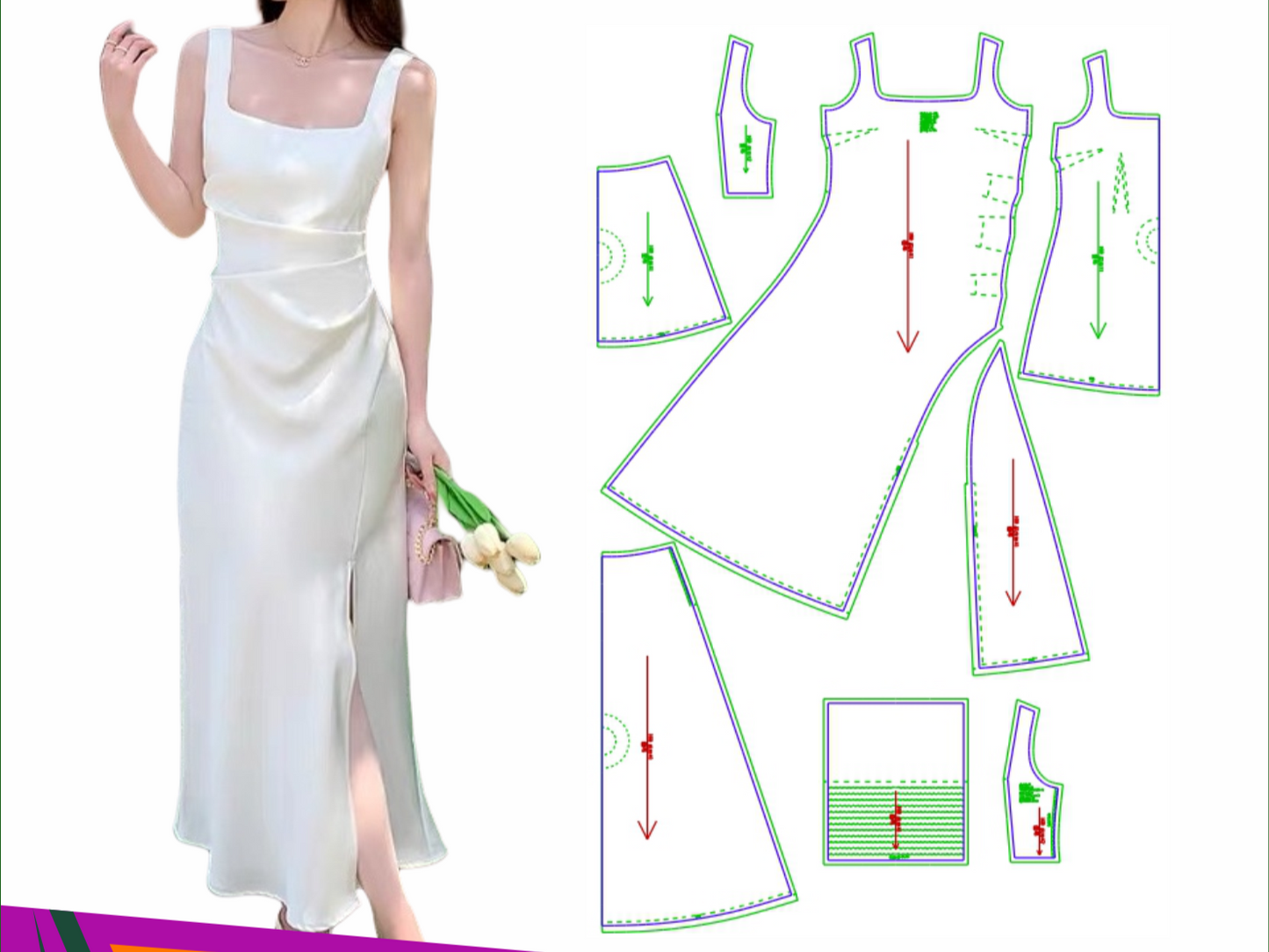 Women's Slim Slip Dress Sewing Pattern – Paper, Multiple Sizes