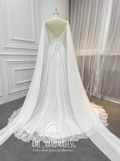 Ethereal Grace Long-Sleeve A-Line Gown