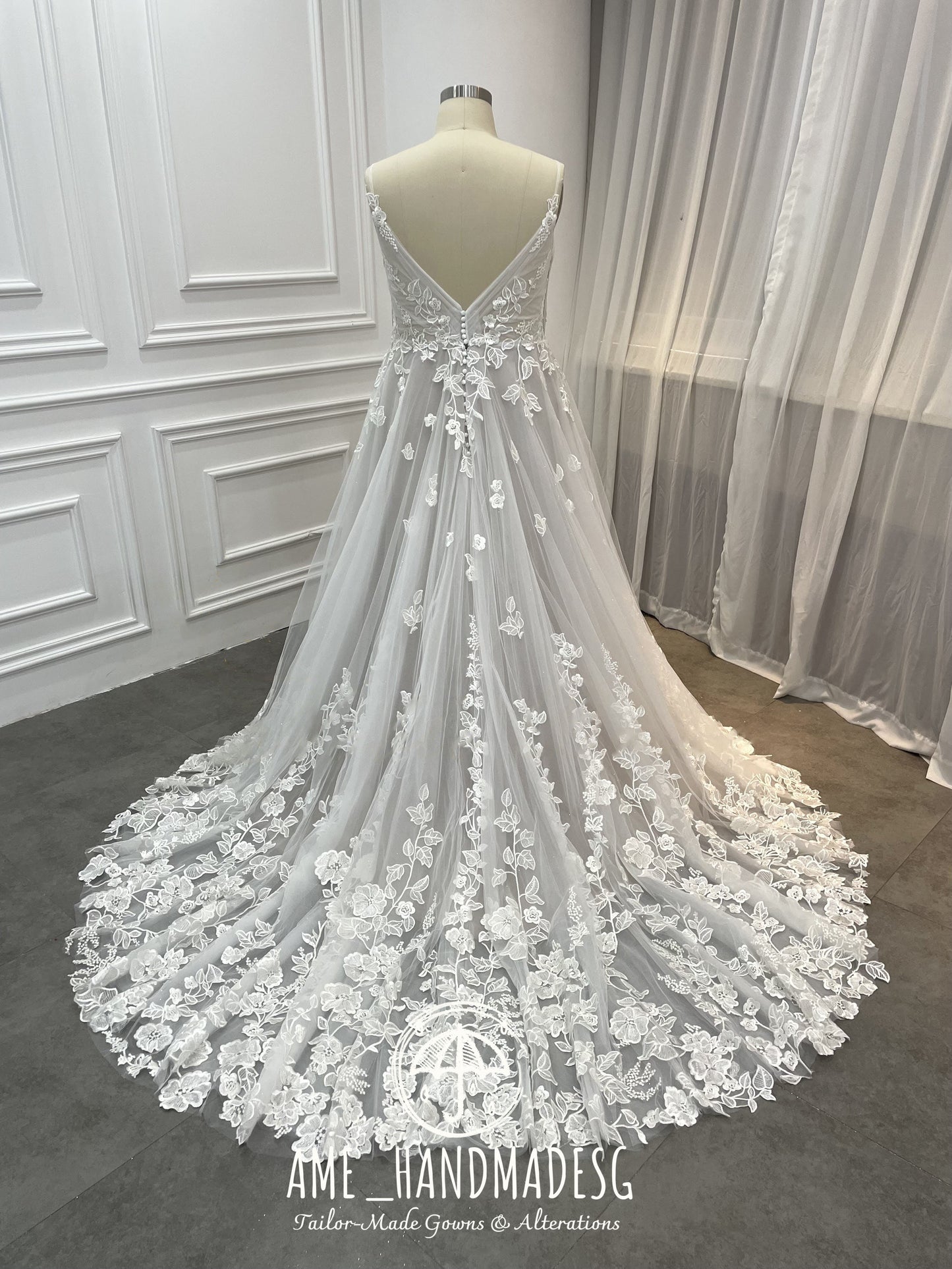 Ethereal Blossom A-Line Lace Gown