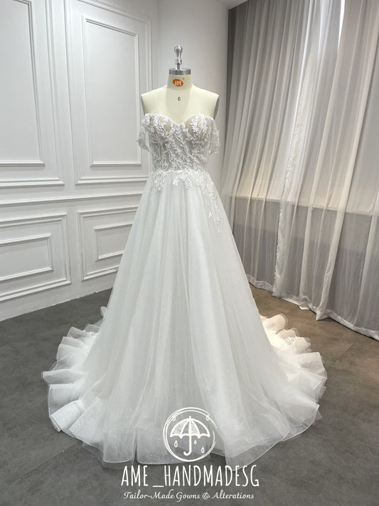 Ethereal Off-Shoulder Lace & Tulle Wedding Gown