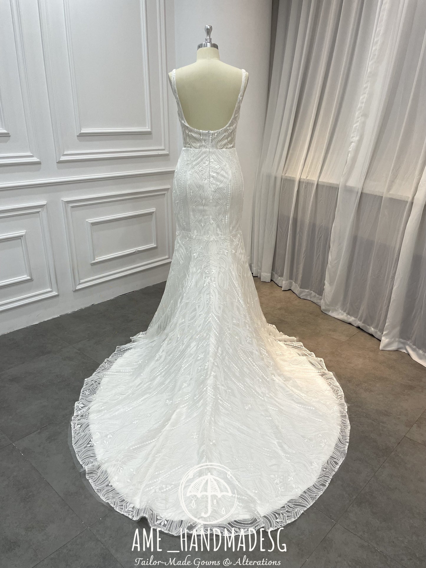 Ethereal Grace Lace Mermaid Wedding Gown