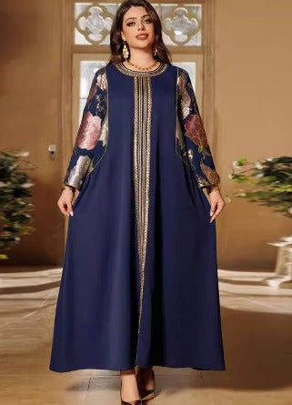 This beautifully embroidered Asian round neck long sleeve elegant dress Turkish Malay bead embroidery