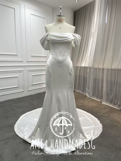 Timeless Off-Shoulder Satin Mermaid Gown