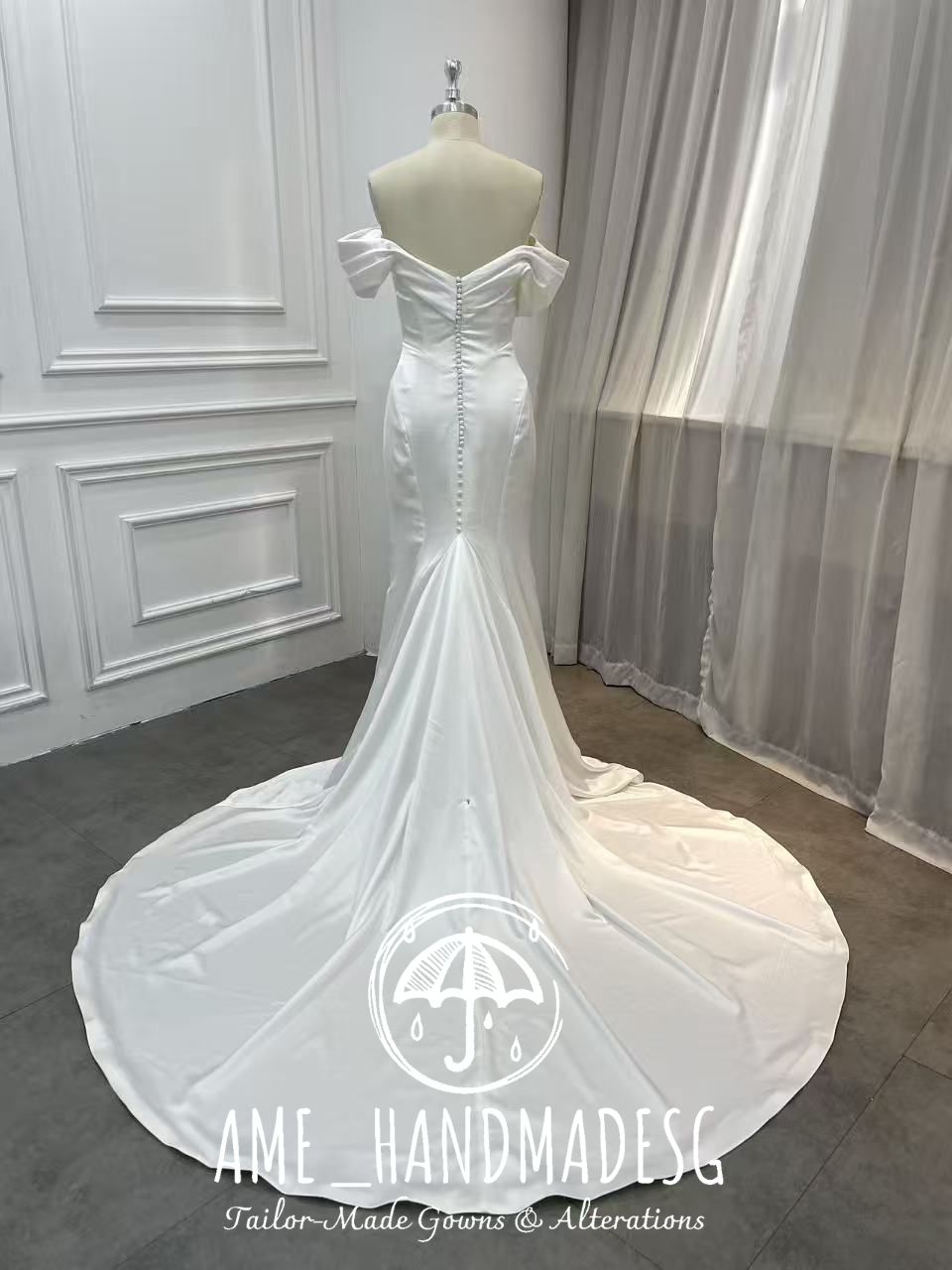 Timeless Off-Shoulder Satin Mermaid Gown