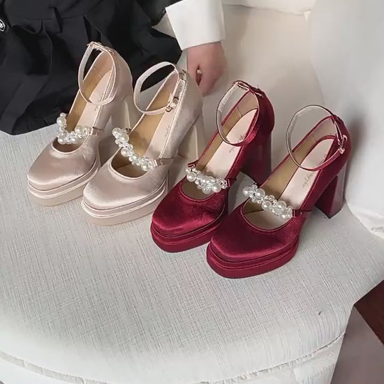 Retro Wedding Shoes High Heel Platform