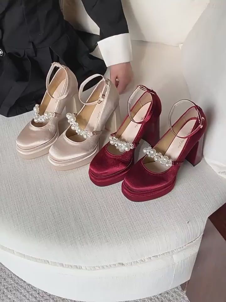 Retro Wedding Shoes High Heel Platform
