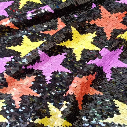 Sequin multi-color heavy industry laser five-pointed star flip fabric Internet celebrity wall background cloth shoe materials luggage DIY materials