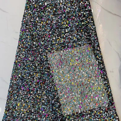 Polyester mesh foam embroidered glitter sequin fabric striped fashion design dress stage performance clothing diy