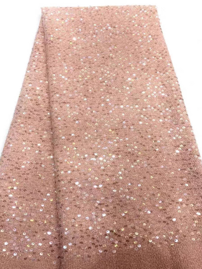 Woolen small fragrant style solid color sequined fabric fashionable simple vest jacket skirt suit DIY clothing design