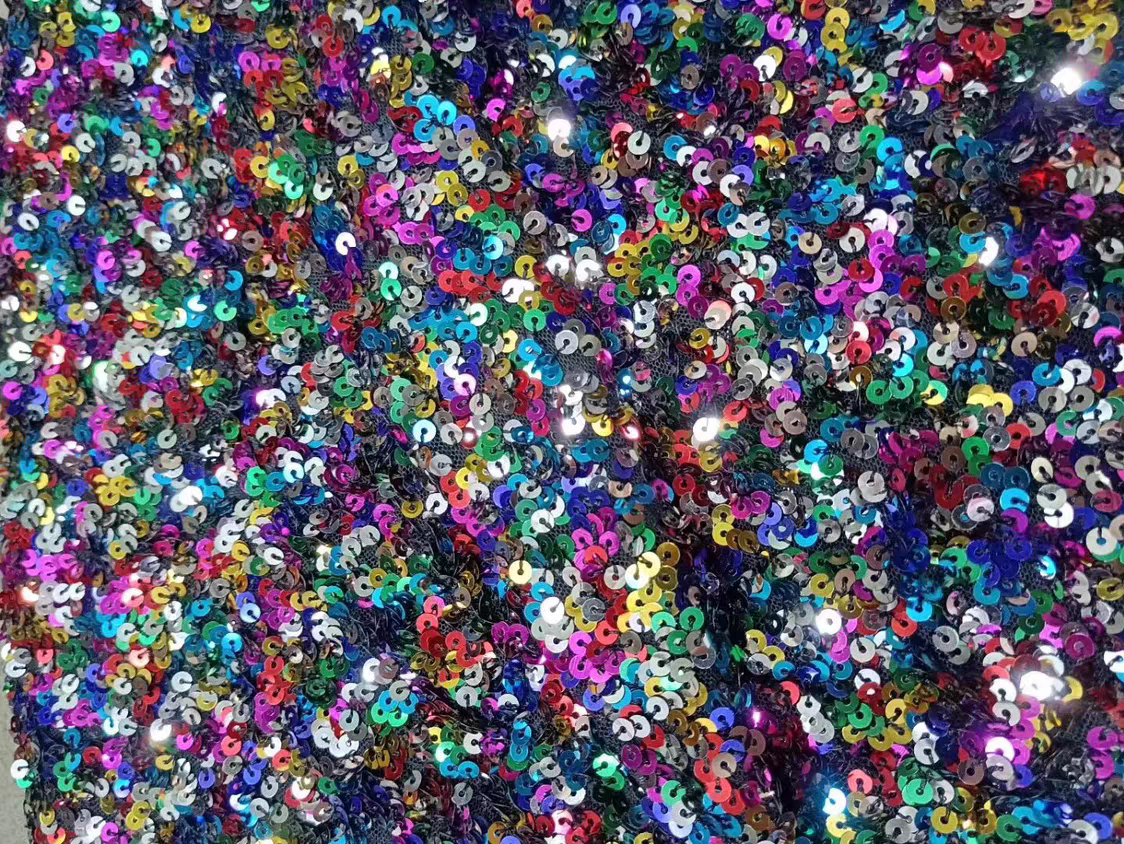 5MM foam embroidered stretch mesh sequin fabric high-end fashion dress performance stage outfit jacket design DIY