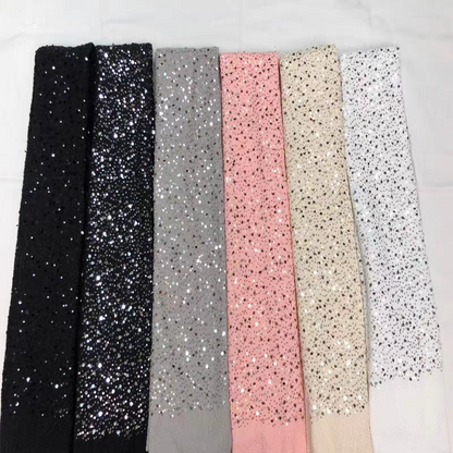 Knitted elastic bubble fashion sequin fabric soft drape pleated dress children's clothing short-sleeved fashion diy