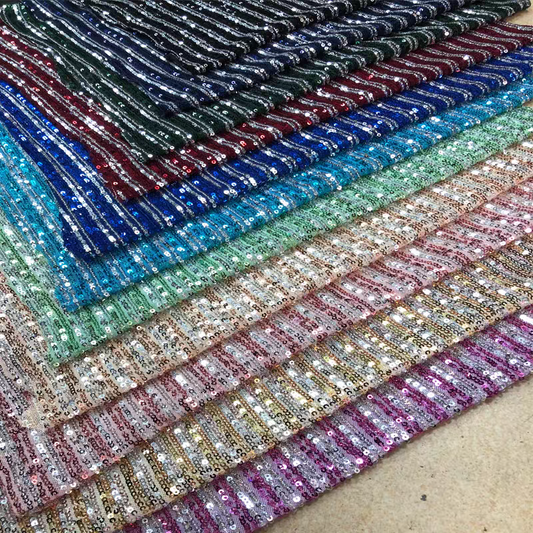 Sequined fabric two-color strip polyurethane mesh stretch 11 colors optional fashion stage decoration evening dress DIY design