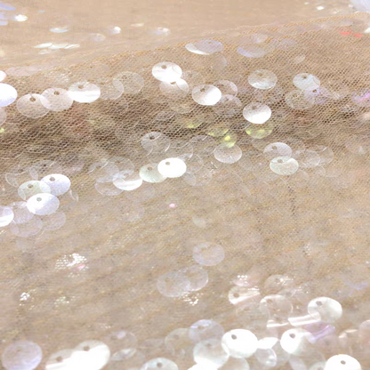 Sequin manufacturer heavy industry embroidery mesh transparent round fabric dress diy material wedding dress decorative cloth