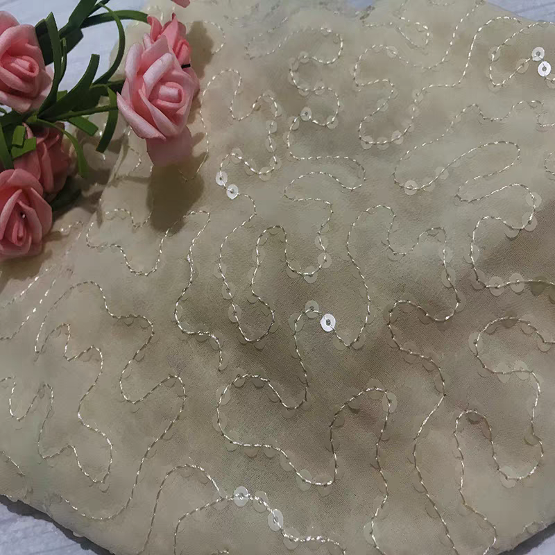 5mm sequin chiffon fabric irregular pattern clothing wedding dress stage performance clothing tablecloth handmade DIY