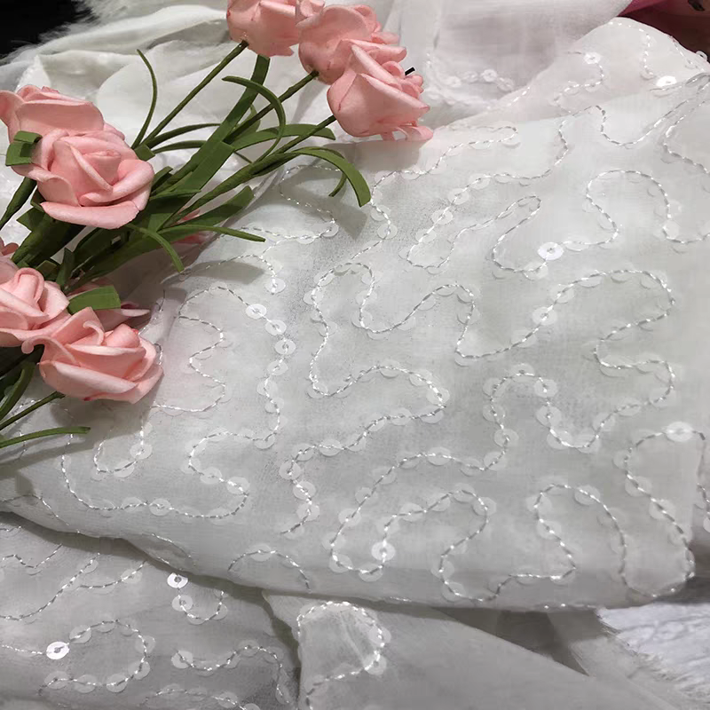 5mm sequin chiffon fabric irregular pattern clothing wedding dress stage performance clothing tablecloth handmade DIY