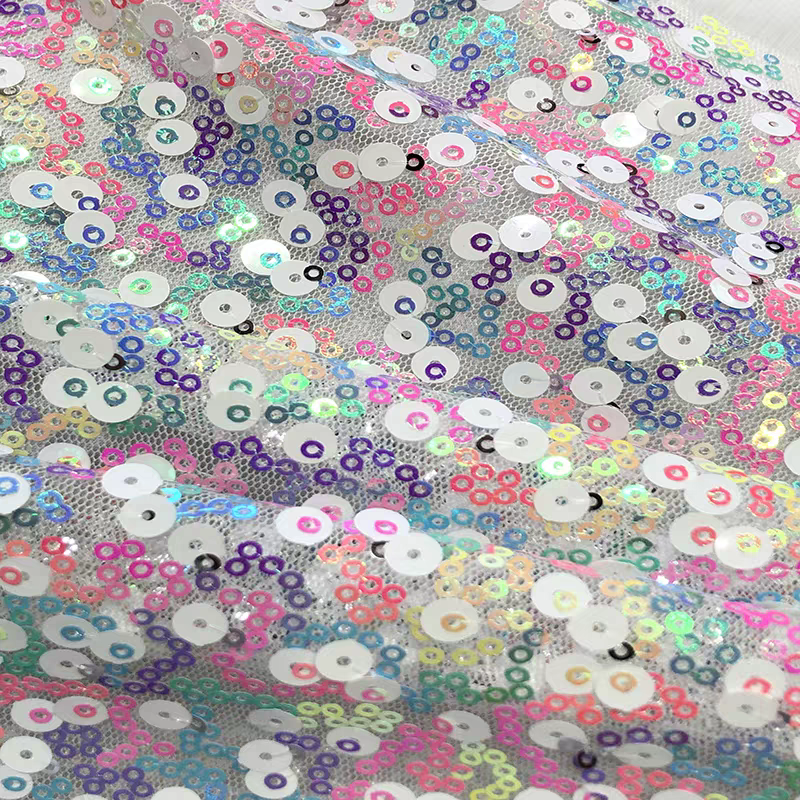 3mm+7mm sequined random pieces encrypted mesh laminated bright fabric wedding performance clothes tablecloth background shooting
