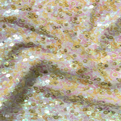 3mm+7mm sequined random pieces encrypted mesh laminated bright fabric wedding performance clothes tablecloth background shooting