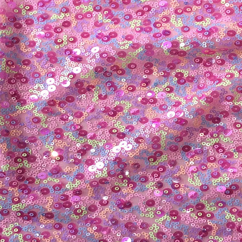 3mm+7mm sequined random pieces encrypted mesh laminated bright fabric wedding performance clothes tablecloth background shooting