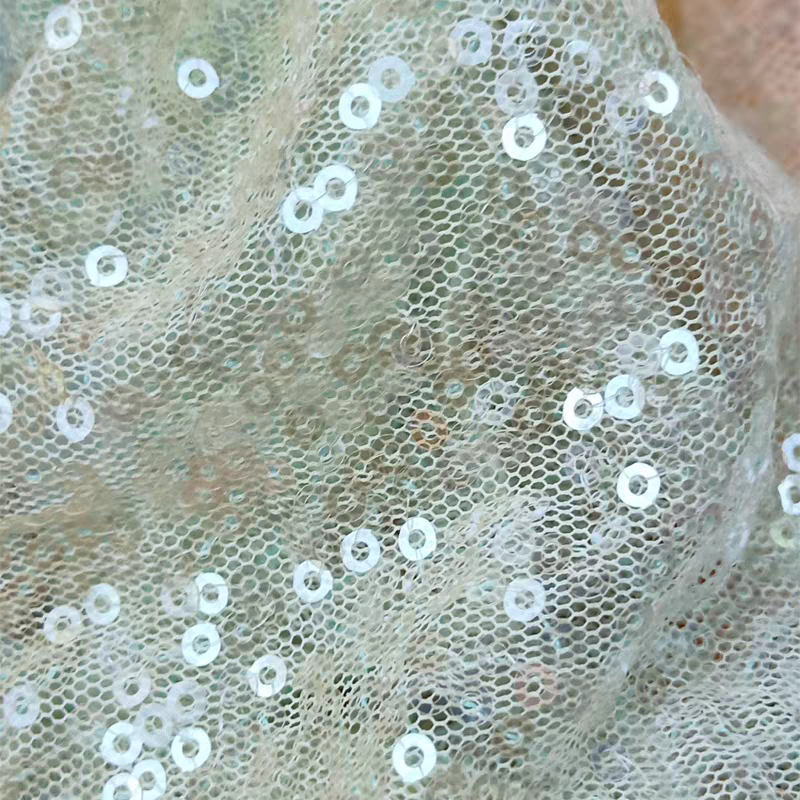Sequin fabric bean paste pink crystal embroidery mesh random flower wedding evening dress decoration photo background cloth DIY