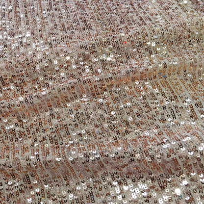 European and American sequin fabric champagne royal blue apricot pink and silver striped polyurethane elastic fabric clothing dress design