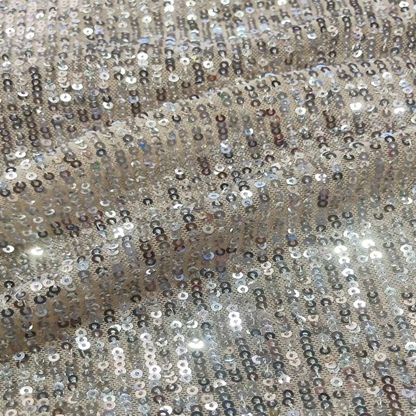 European and American sequin fabric champagne royal blue apricot pink and silver striped polyurethane elastic fabric clothing dress design