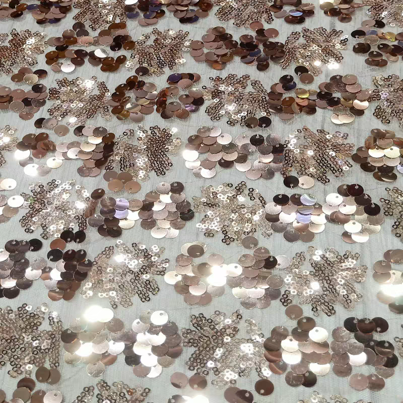 3mm+9mm champagne black white silver sequin fabric grape flower type sequin costume dress stage performance