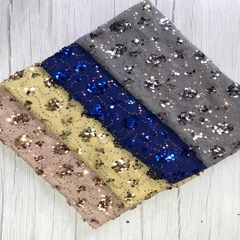 Sequin fabric, polyurethane mesh, beaded embroidered stretch fabric, European and American fashion embroidery fabric, clothing and stage performance fabric