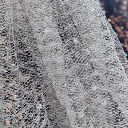 Sequin embroidery fabric white mesh crystal transparent sheet handmade DIY fashion clothing dress decoration skirt material