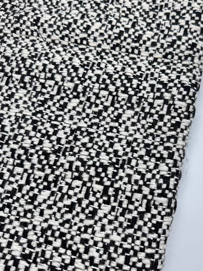Autumn and winter new high-end sequined wool black and white small fragrance fabric suit woolen clothing jacket dress coat