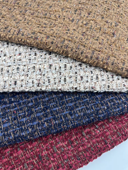 New high-end autumn and winter red small fragrance fabric woven tweed diy wool blend designer suit fabric