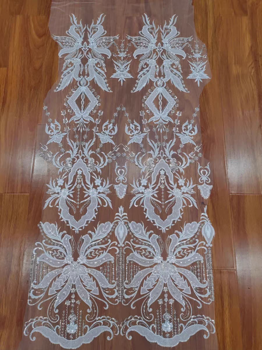 Heavy industry wedding dress mesh fabric fully beaded sequins soft lace fabric home decoration DIY clothing accessories