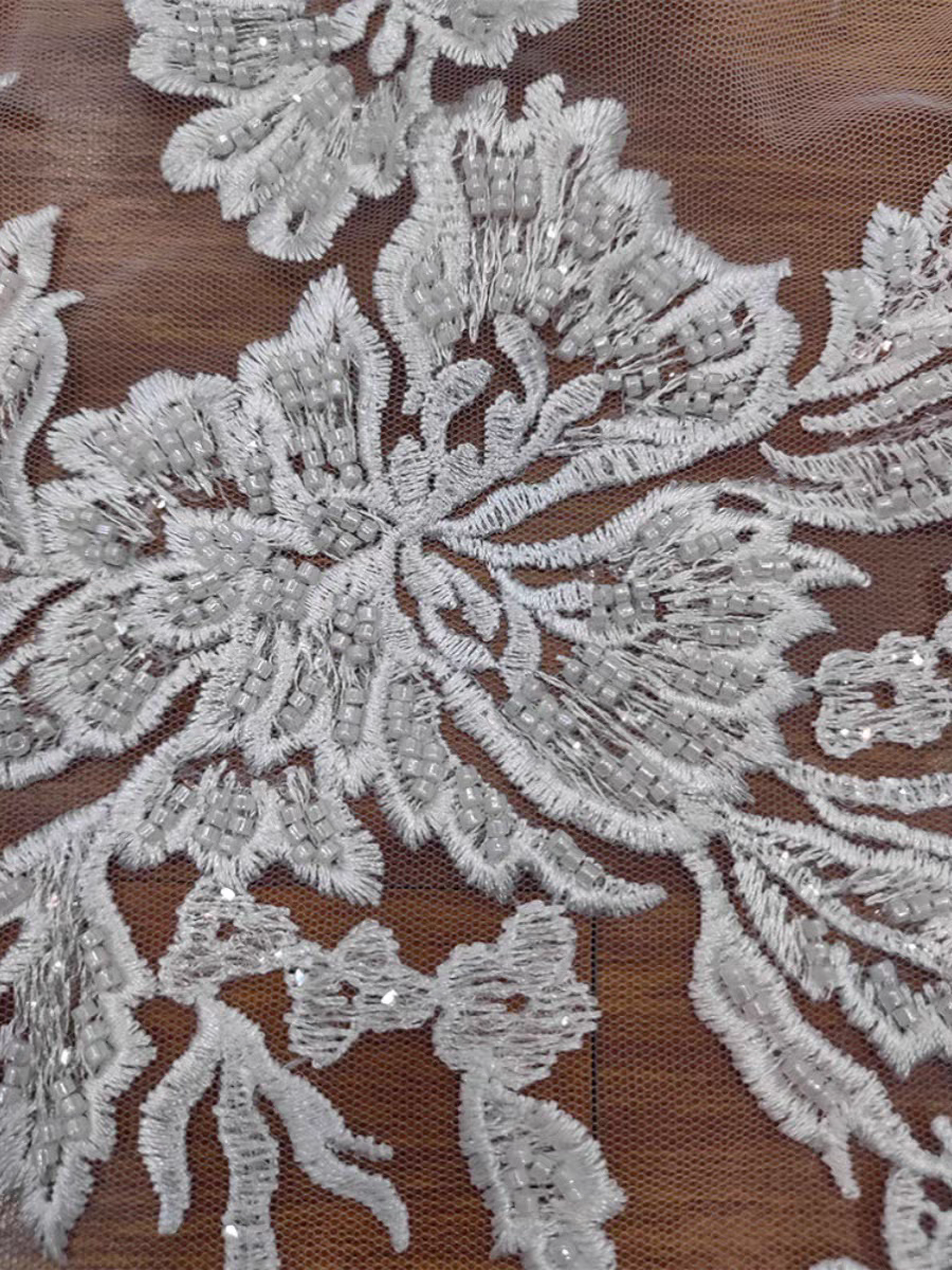 New high quality heavy industry flower embroidery beading lace mesh fabric wedding dress women's dress lace clothing accessories