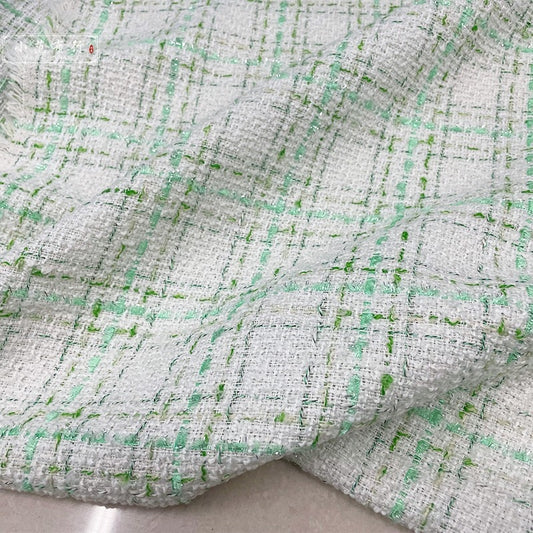 Spring and autumn green and white plaid small fragrance fabric suit jacket suit fashion fabric dress cheongsam clothing