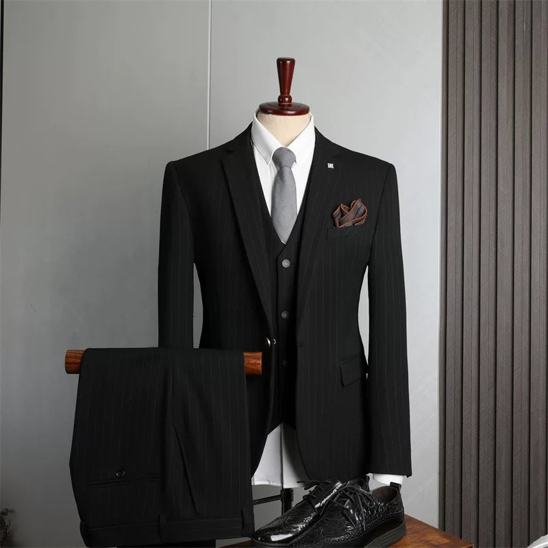 Suit men's British business formal casual suit three-piece suit groom wedding dress