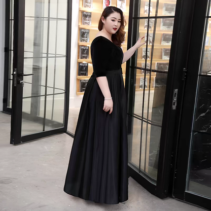 EG-SALE-AME-00104 Satin and velvet toast dress new style elegant simple and generous annual meeting long evening dress