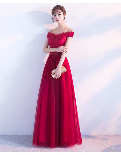 EG-SALE-AME-00220 Wine red bride wedding toast dress wedding thank you banquet wedding dress evening dress etiquette dress annual meeting host