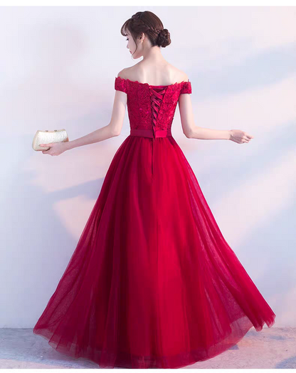 EG-SALE-AME-00220 Wine red bride wedding toast dress wedding thank you banquet wedding dress evening dress etiquette dress annual meeting host