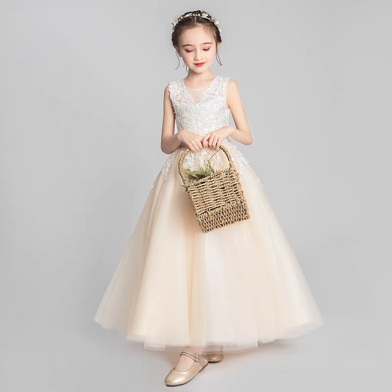 EG-SALE-AME-00186Children's dress princess dress fluffy tulle little host wedding dress stylish catwalk performance dress long high-end