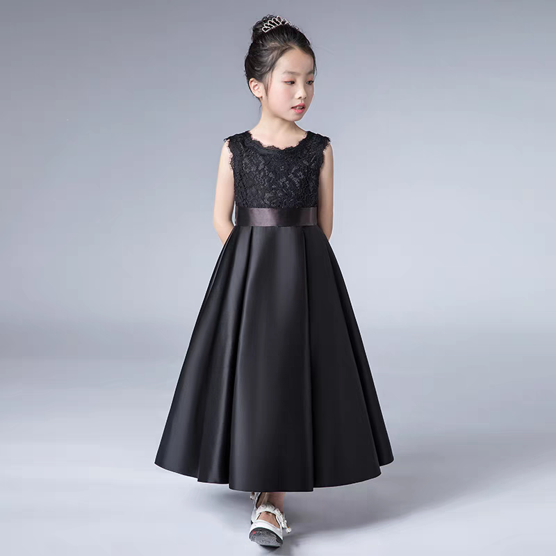 EG-SALE-AME-00134 Black performance costumes for middle and large children, girls' piano performance dresses, elementary school students