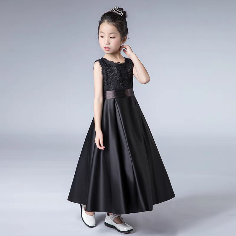 EG-SALE-AME-00134 Black performance costumes for middle and large children, girls' piano performance dresses, elementary school students