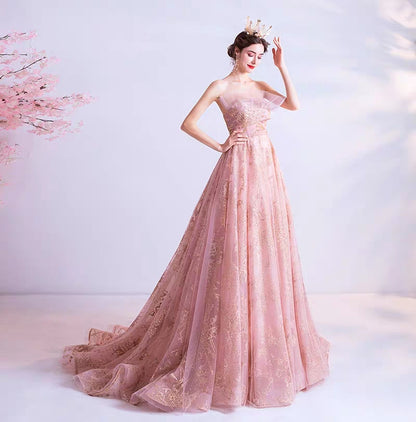 Angel wedding dress inextricably pale pink bride wedding toast service dinner annual party wedding evening dress 6716
