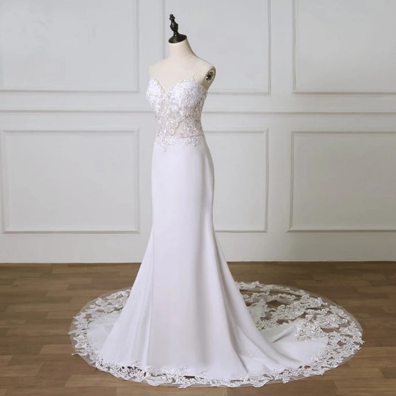 Wedding Dress Vintage Lace Sweetheart Neckline Strapless Backless Bridal Dress