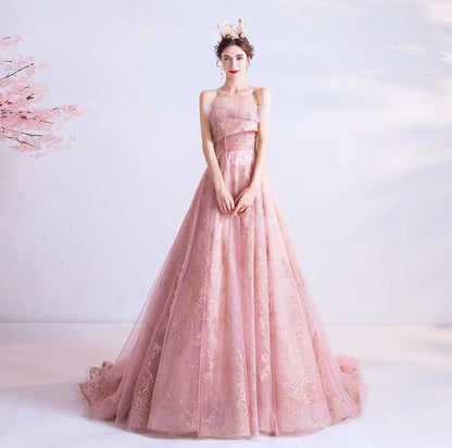 Angel wedding dress inextricably pale pink bride wedding toast service dinner annual party wedding evening dress 6716