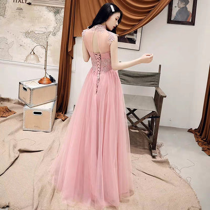 Bridesmaid clothing women 2019 new autumn and winter sisters skirt group net red vibrato with the same pink fairy temperament long section Korean version