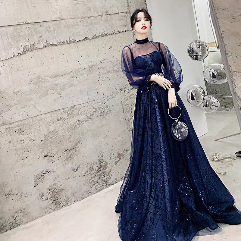 Evening dress fairy fantasy student department banquet temperament 18-year-old blue princess skirt adult starry dress female