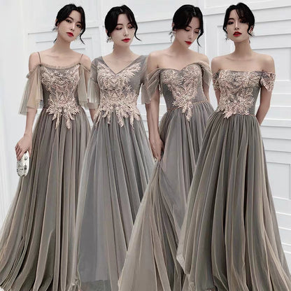 Sister group bridesmaid dressing with the same paragraph temperament 2019 new winter slim long paragraph usually wear dress female