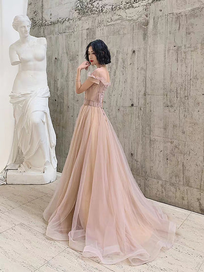One-shoulder dress female 2019 new fairy line long banquet noble temperament fairy princess dream evening dress
