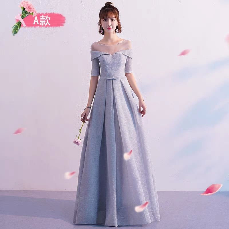 Bridesmaid dress 2019 new Korean gray bridesmaid skirt female sisters head section slim wedding evening dress autumn