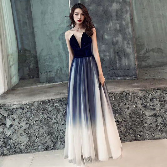 Evening dress skirt female new banquet noble elegant tube top sexy host party annual meeting cocktail dress