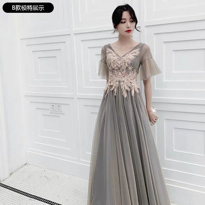 Sister group bridesmaid dressing with the same paragraph temperament 2019 new winter slim long paragraph usually wear dress female